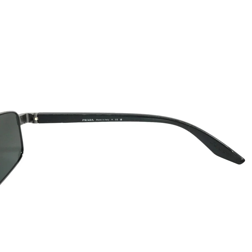 Prada Sunglasses SPSB54 5AV-41A Gunmetal Black Rectangle Frames with Gray Lenses